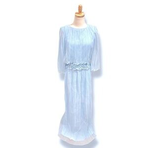 Miss Elliette of California Vintage 1960’s Powder Blue Chiffon Pleated Gown 10